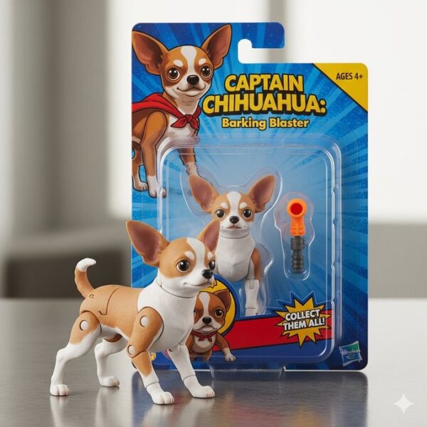 pet dog transformed into action figure using nano banana prompts technique