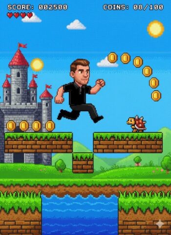 person transformed into retro 16-bit character with nano banana prompts