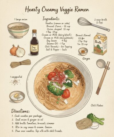 hand-drawn vintage recipe illustration made with nano banana prompts