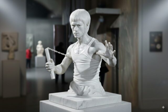 portrait converted to museum-quality statue with nano banana prompts