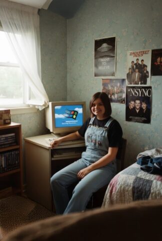 nostalgic 1990s teenager bedroom scene created by nano banana prompts