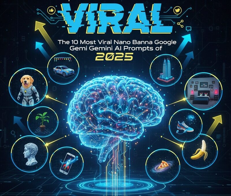The 10 most viral nano banana prompts for Google Gemini AI in 2025 guide cover